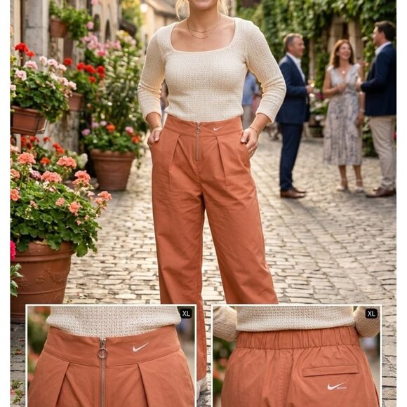 Nike Pants - Nike Sportswear Collection Women’s Woven Trouser’s XL Pleats Snap Leg  Loose
